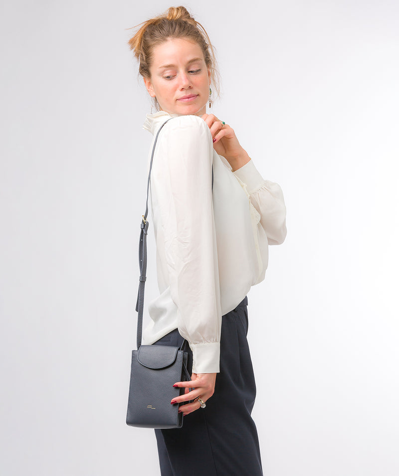 Pure Luxuries Marylebone Collection Bags: 'Kiana' Navy Nappa Leather Cross Body Phone Bag