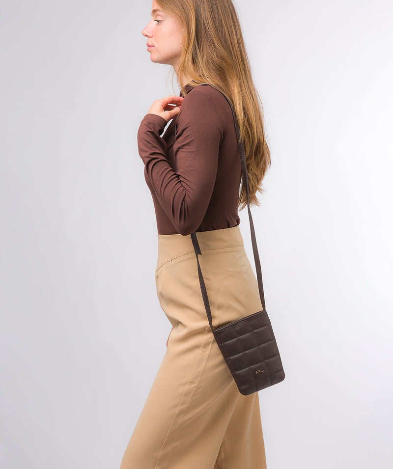 Pure Luxuries Marylebone Collection Bags: 'Elouise' Hot Fudge Nappa Leather Cross Body Phone Bag