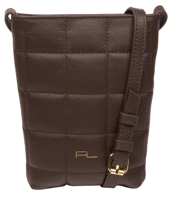 Pure Luxuries Marylebone Collection Bags: 'Elouise' Hot Fudge Nappa Leather Cross Body Phone Bag