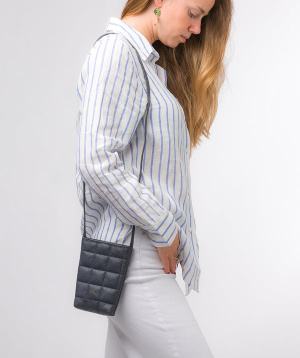 Pure Luxuries Marylebone Collection Bags: 'Elouise' Navy Nappa Leather Cross Body Phone Bag