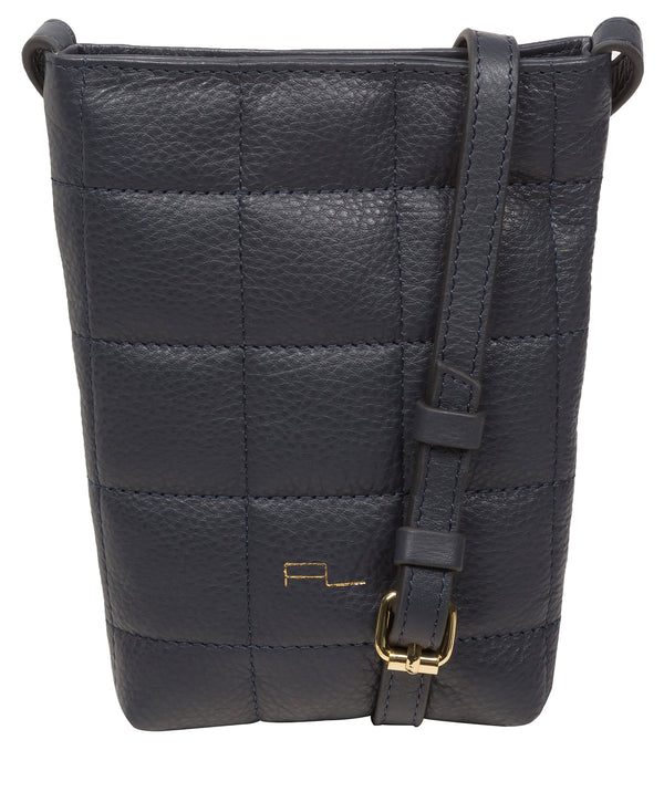 Pure Luxuries Marylebone Collection Bags: 'Elouise' Navy Nappa Leather Cross Body Phone Bag