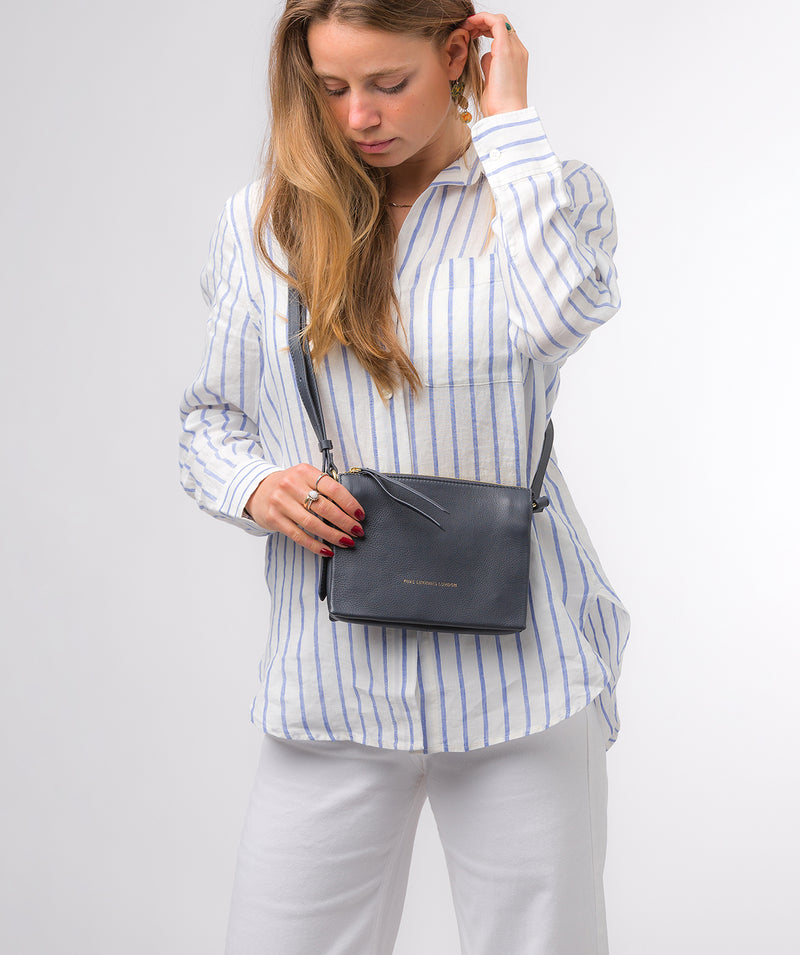 Pure Luxuries Marylebone Collection Bags: 'Niki' Navy Nappa Leather Cross Body Bag