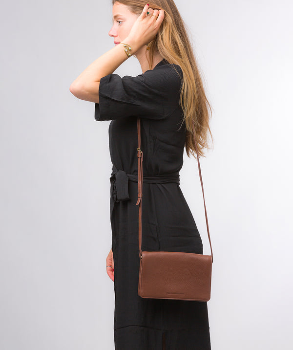 Pure Luxuries Marylebone Collection Bags: 'Gwen' Dark Tan Nappa Leather Cross Body Bag