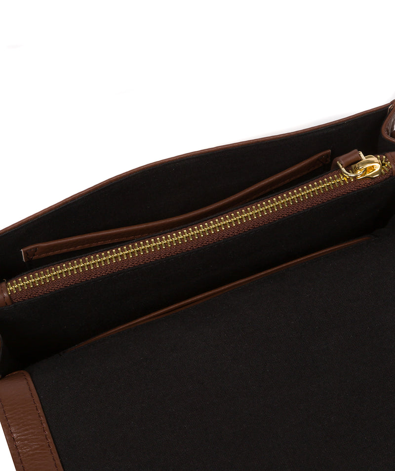 Pure Luxuries Marylebone Collection Bags: 'Gwen' Dark Tan Nappa Leather Cross Body Bag