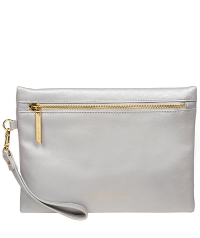 'Chalfont' Metallic Silver Leather Clutch Bag