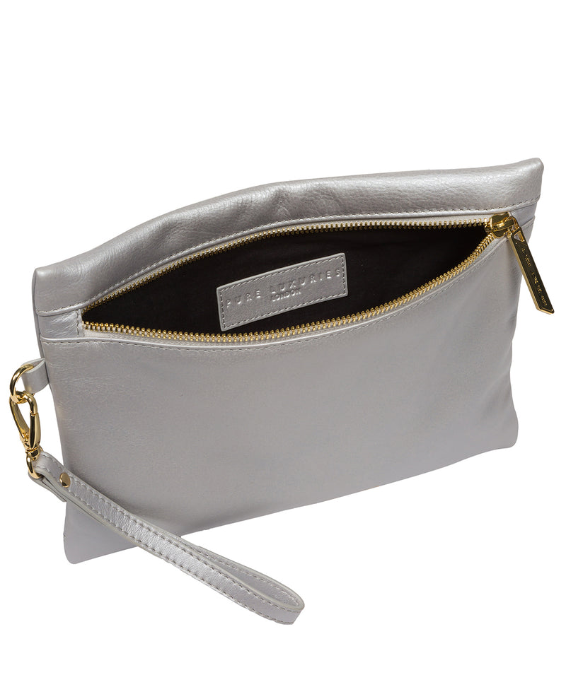 Pure Luxuries Classic Collection Bags: 'Chalfont' Metallic Silver Leather Clutch Bag