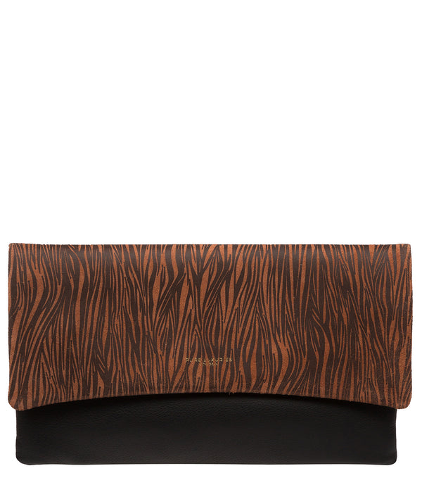 Pure Luxuries Marylebone Collection Bags: 'Amelia' Black & Animal Print Leather Clutch Bag