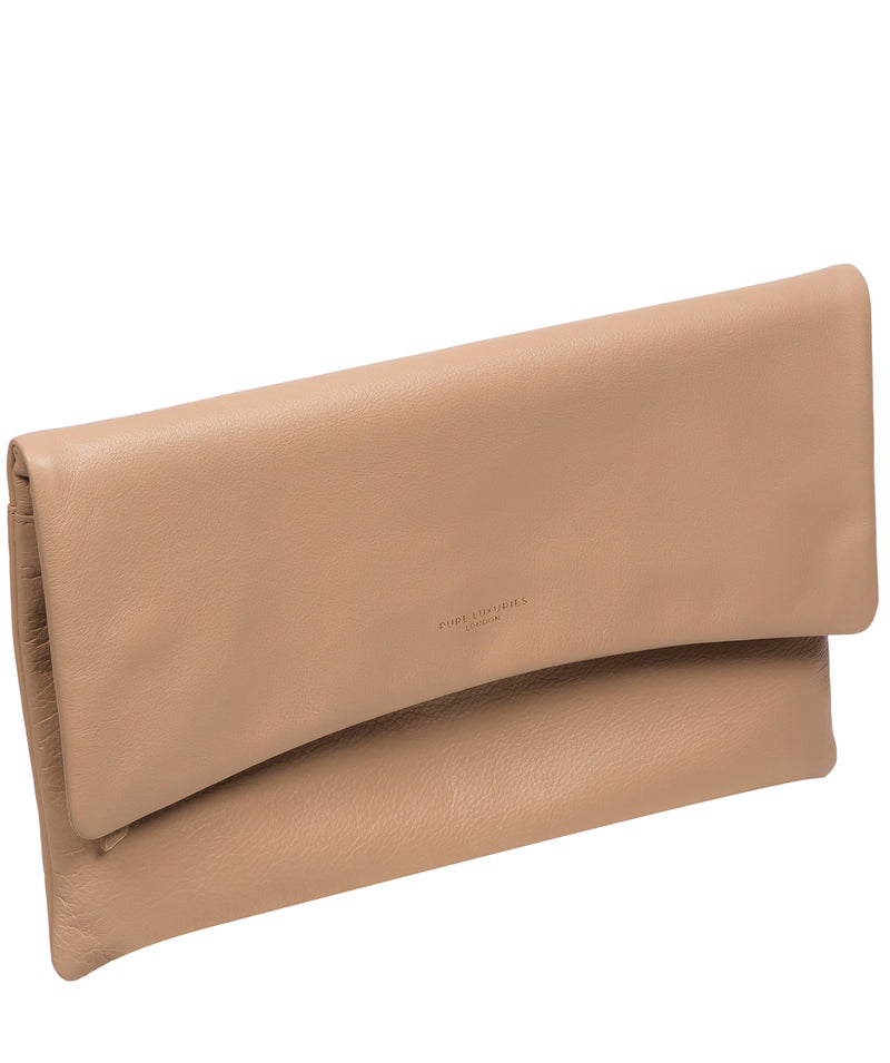 Pure Luxuries Marylebone Collection Bags: 'Amelia' Latte Leather Clutch Bag