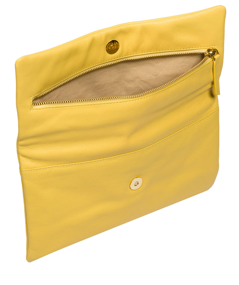 Pure Luxuries Marylebone Collection Bags: 'Amelia' Lemon Drop Leather Clutch Bag