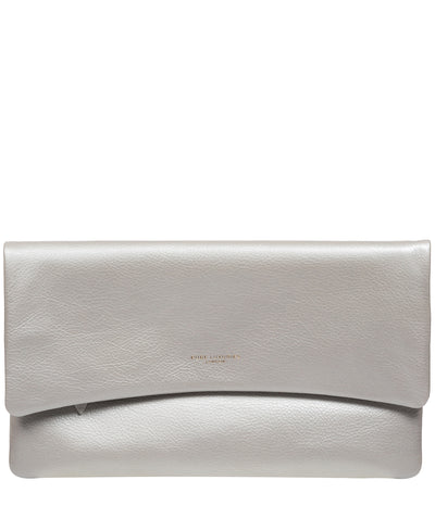 'Amelia' Metallic Silver Leather Clutch Bag