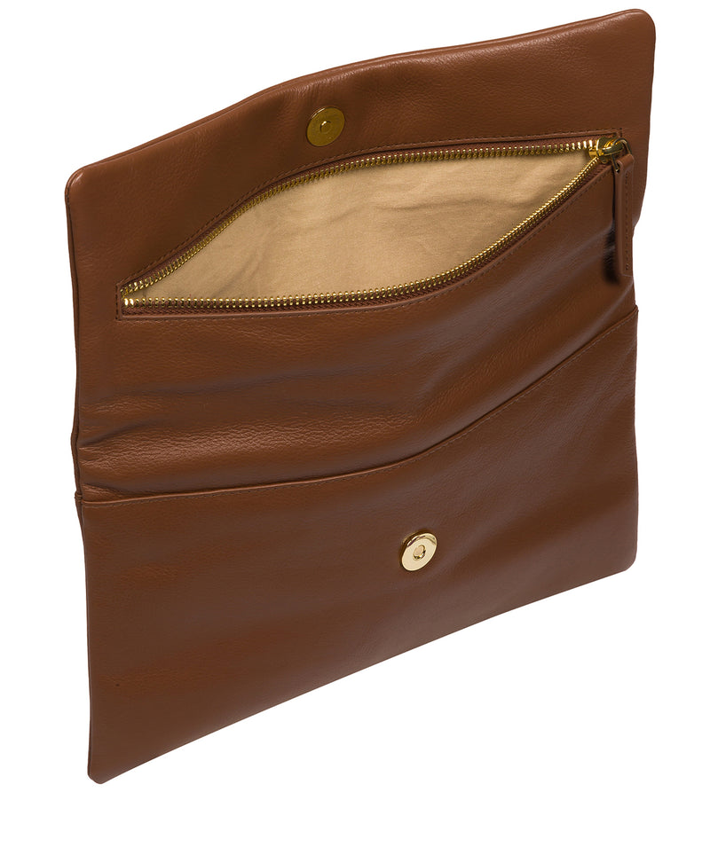 Queens Tan Leather Clutch main image 1