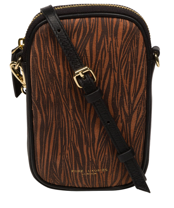 Pure Luxuries Marylebone Collection Bags: 'Alania' Animal Print Nappa Leather Cross Body Phone Bag