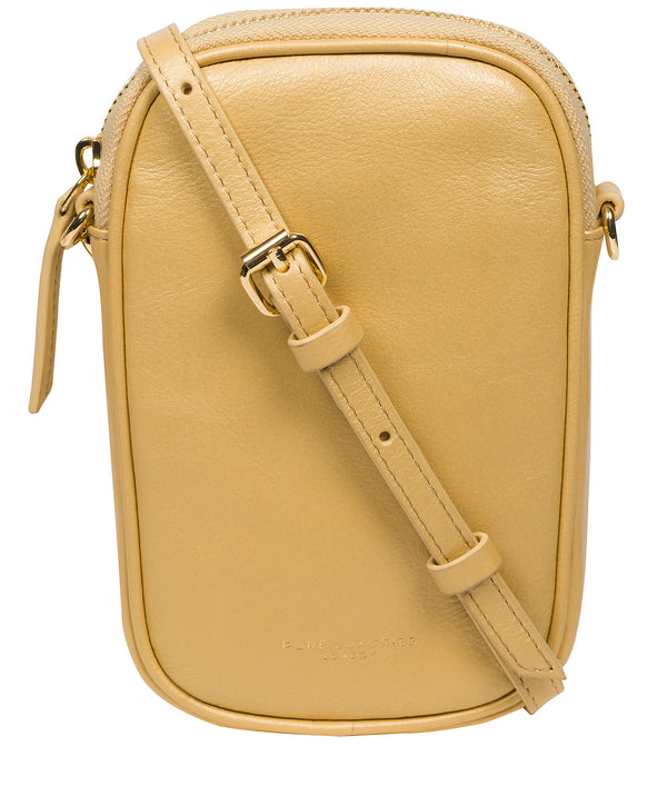 Pure Luxuries Marylebone Collection Bags: 'Alania' Metallic Gold Nappa Leather Cross Body Phone Bag