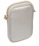 Pure Luxuries Marylebone Collection Bags: 'Alania' Metallic Silver Nappa Leather Cross Body Phone Bag