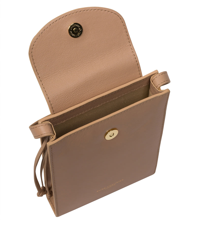 Pure Luxuries Marylebone Collection Bags: 'Kiana' Latte  Nappa Leather Cross Body Phone Bag