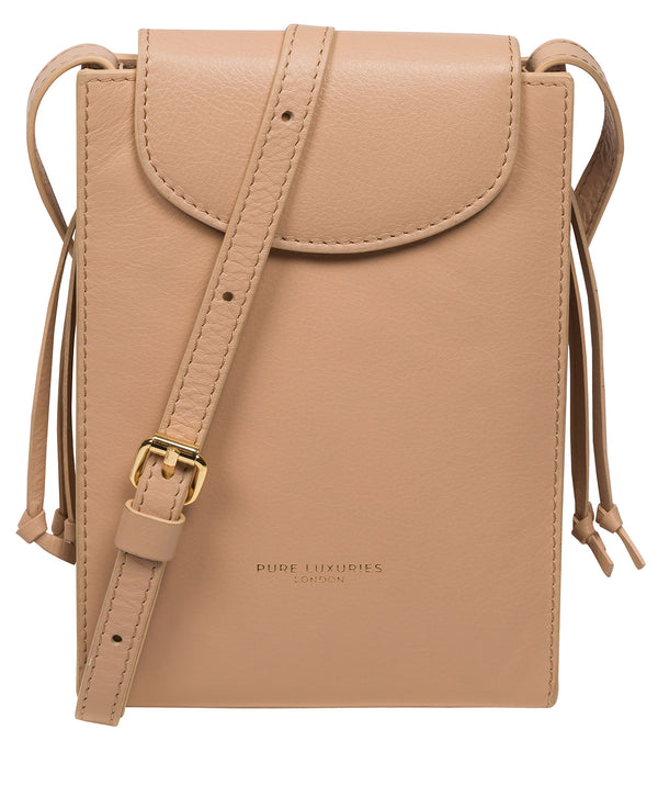 Pure Luxuries Marylebone Collection Bags: 'Kiana' Latte  Nappa Leather Cross Body Phone Bag