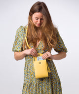 Pure Luxuries Marylebone Collection Bags: 'Kiana' Lemon Drop Nappa Leather Cross Body Phone Bag
