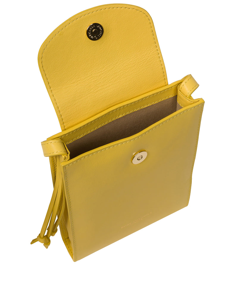 Pure Luxuries Marylebone Collection Bags: 'Kiana' Lemon Drop Nappa Leather Cross Body Phone Bag