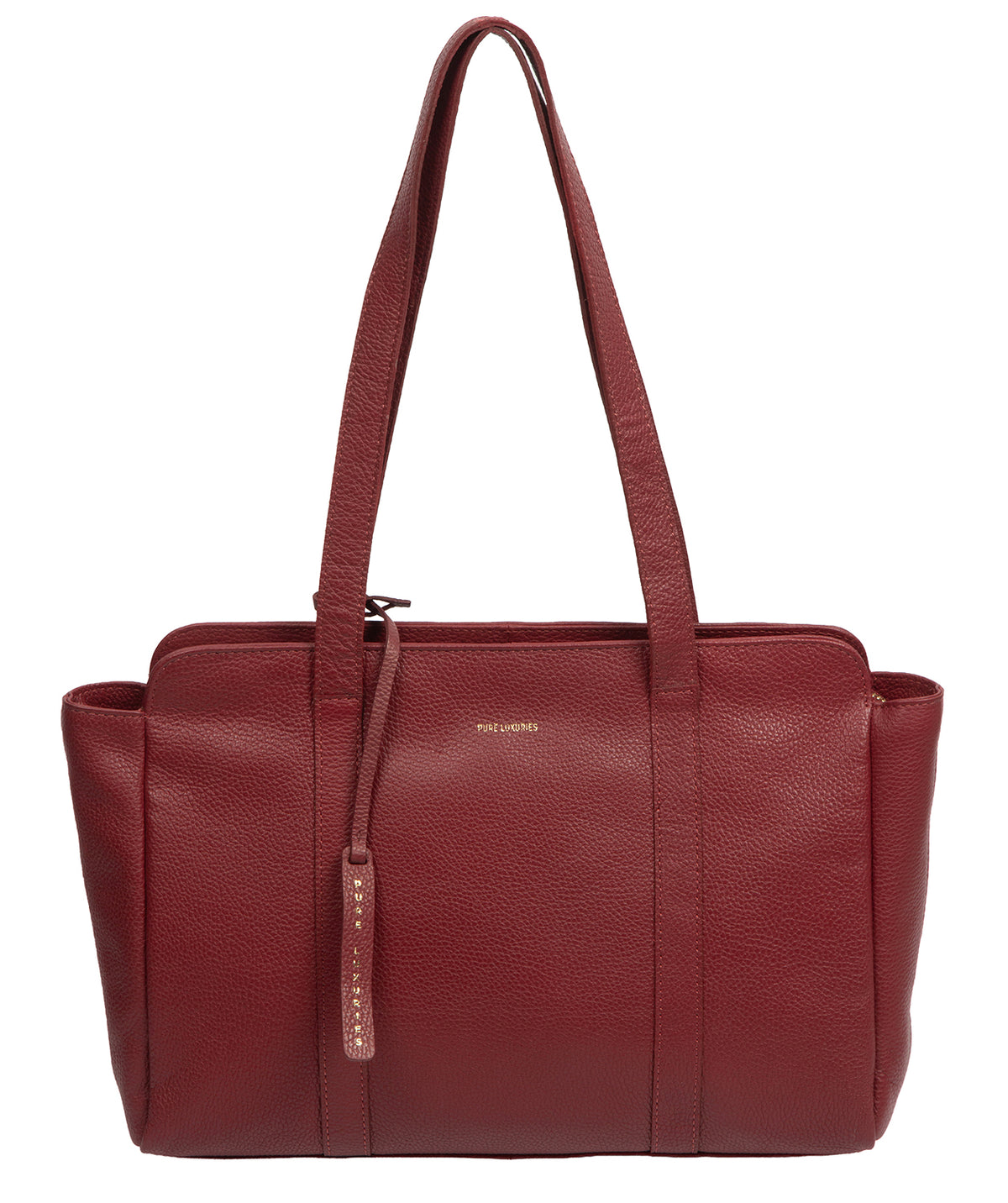 Pure Luxuries Olney red leather zip-top handbag front view