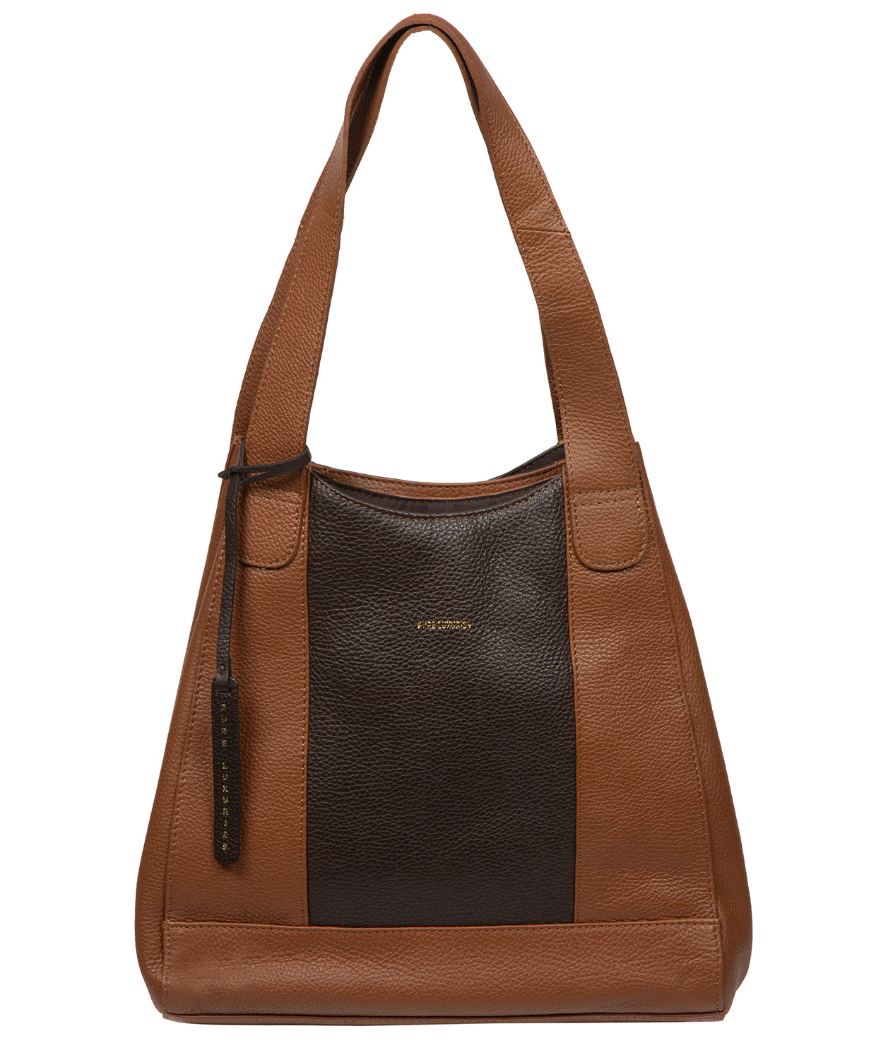 'Colette' Espresso & Tan Leather Handbag