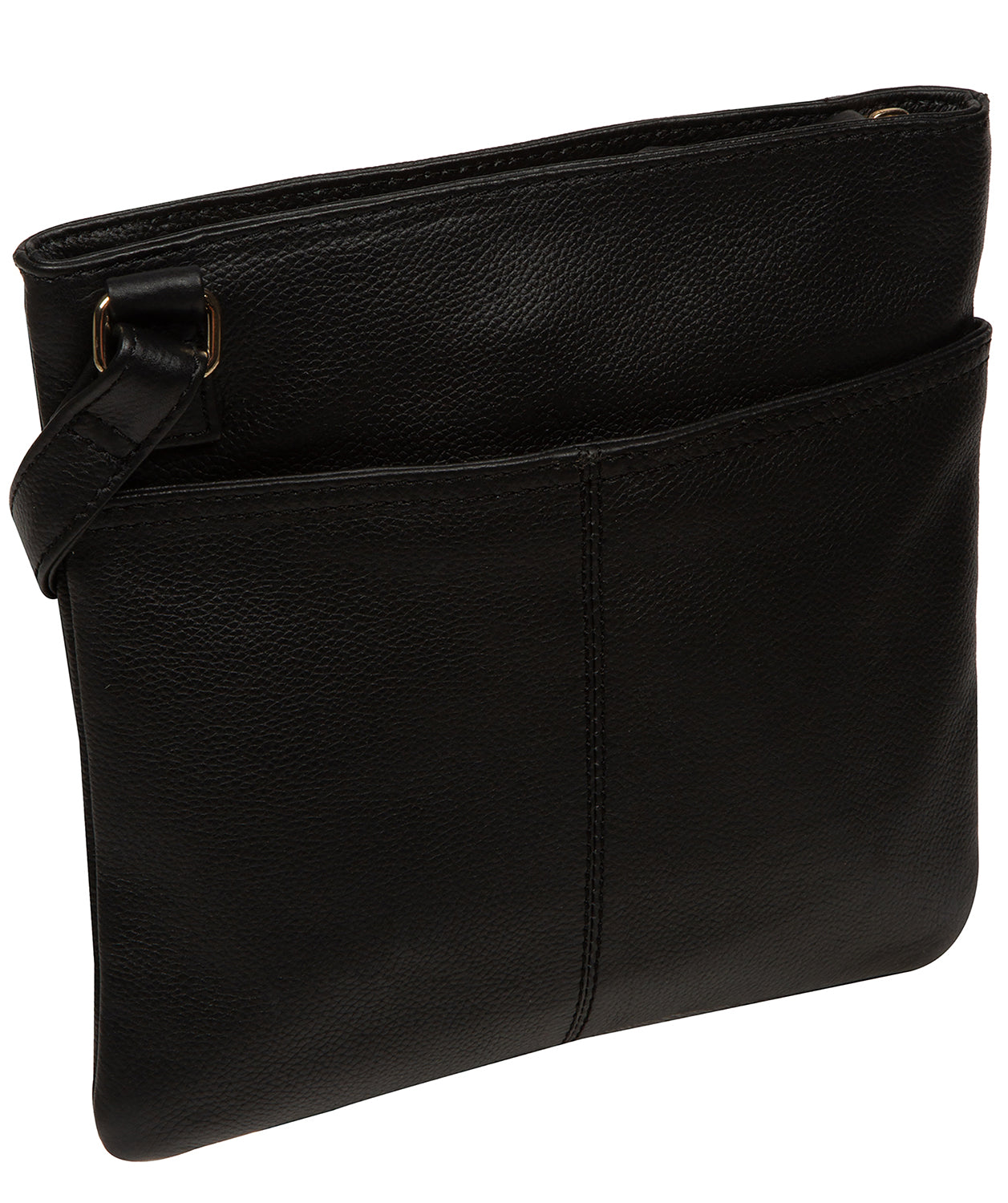Black pebble grain leather texture detail