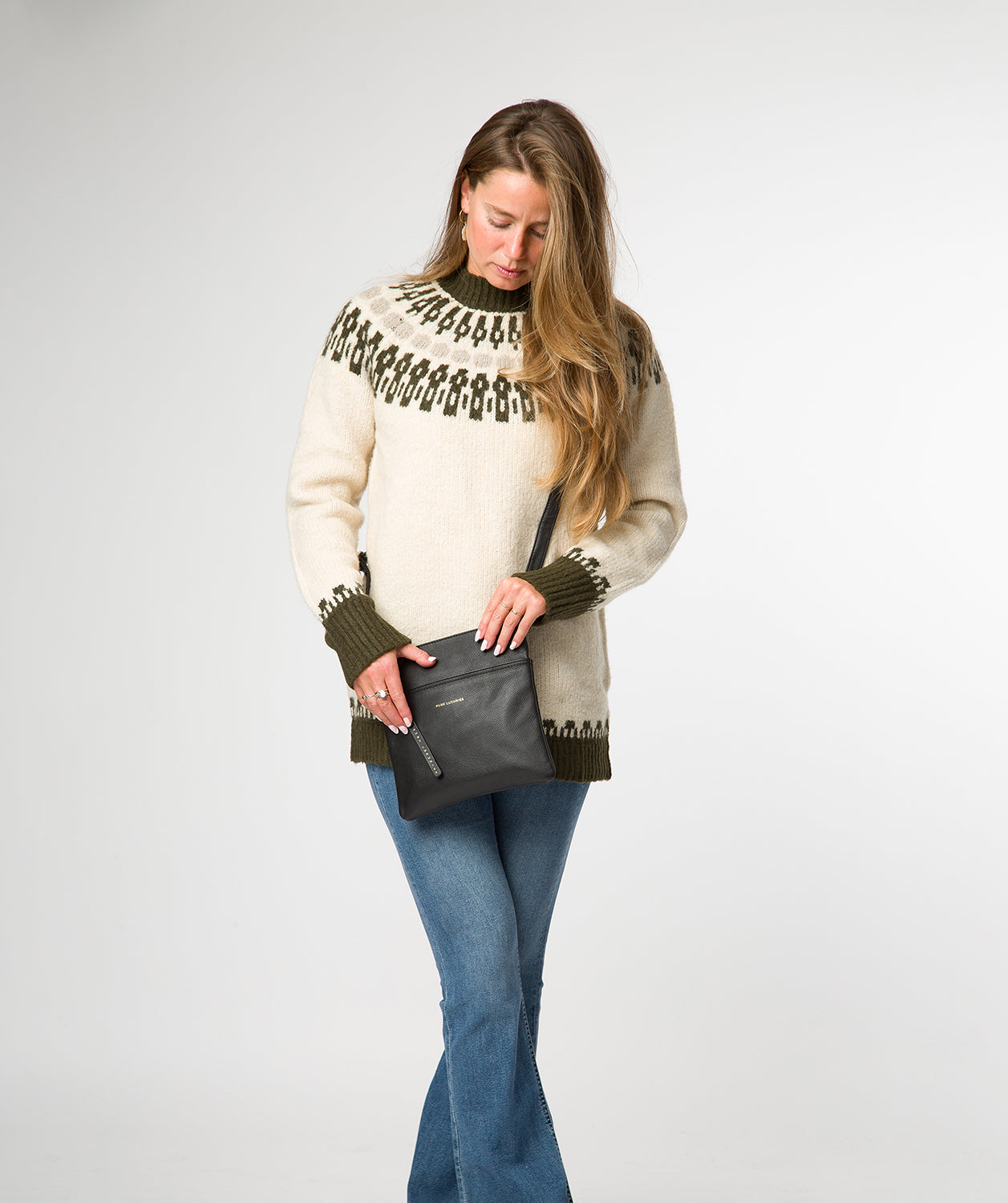 'Nola' Black Leather Cross Body Bag