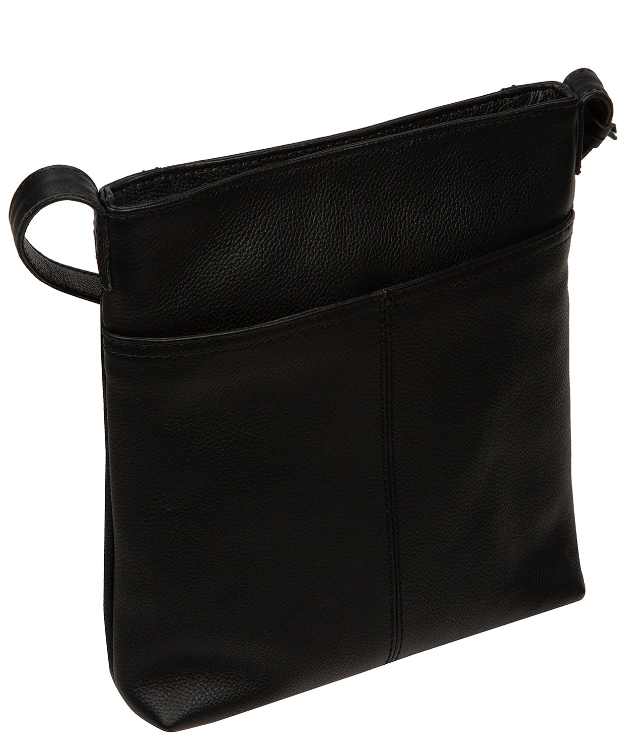 Black pebble grain leather texture and gold hardware detail