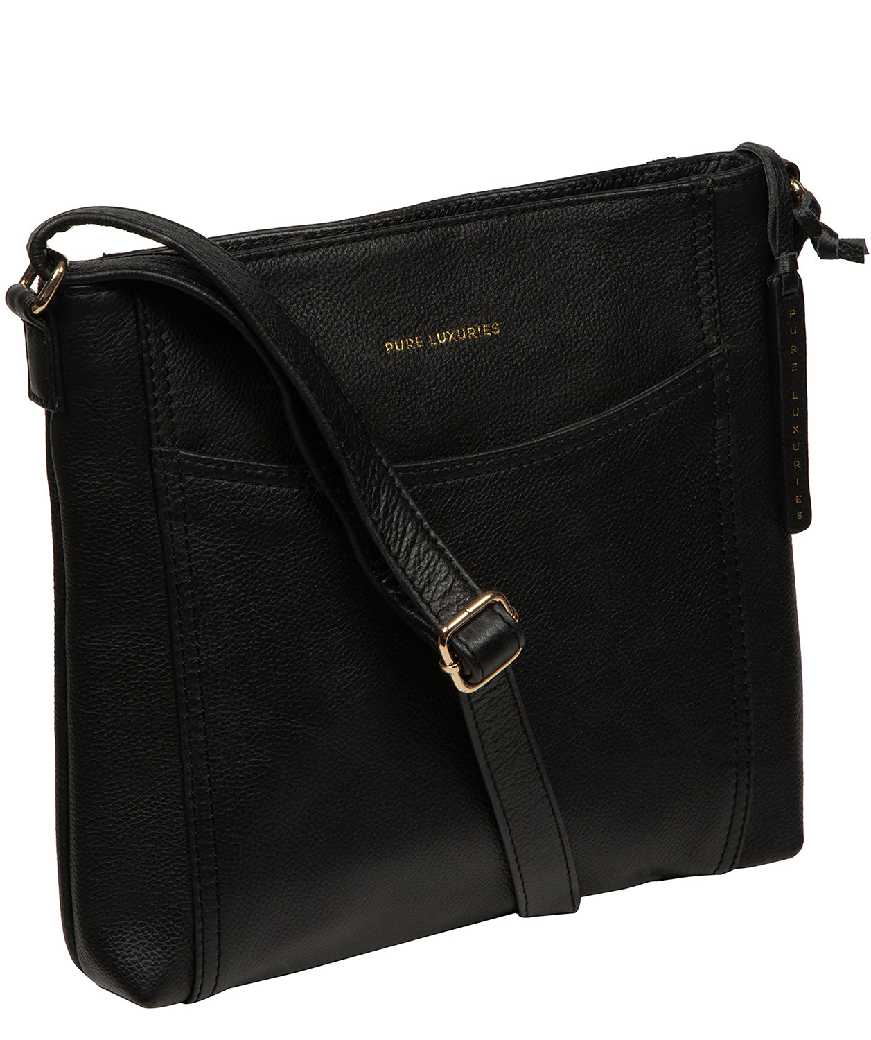 'Firle' Black Leather Cross Body Bag