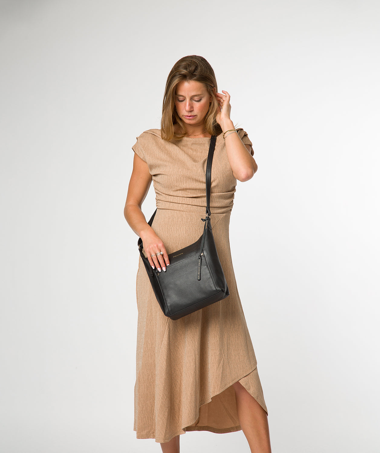 'Melbury' Black Leather Shoulder Bag