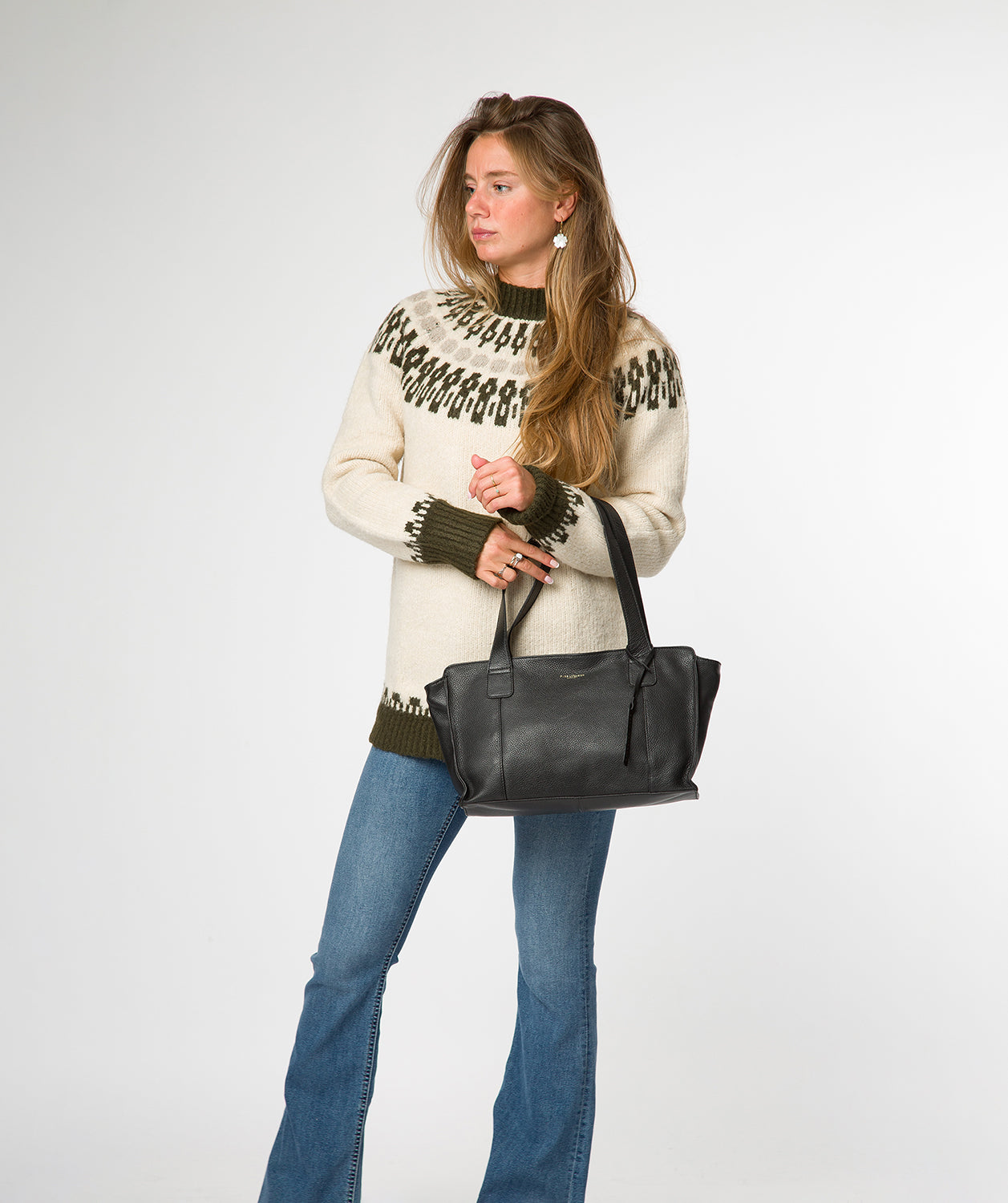 'Mimi' Black Leather Handbag