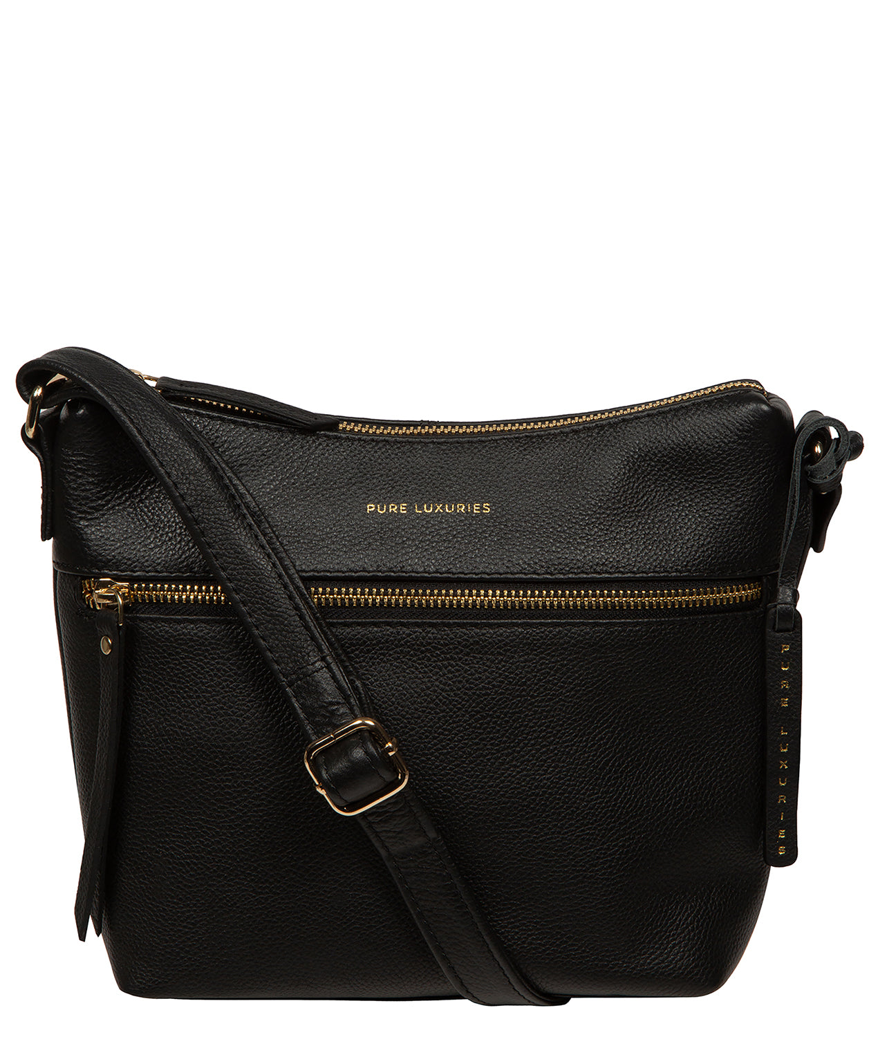 'Thorne' Black Leather Cross Body Bag