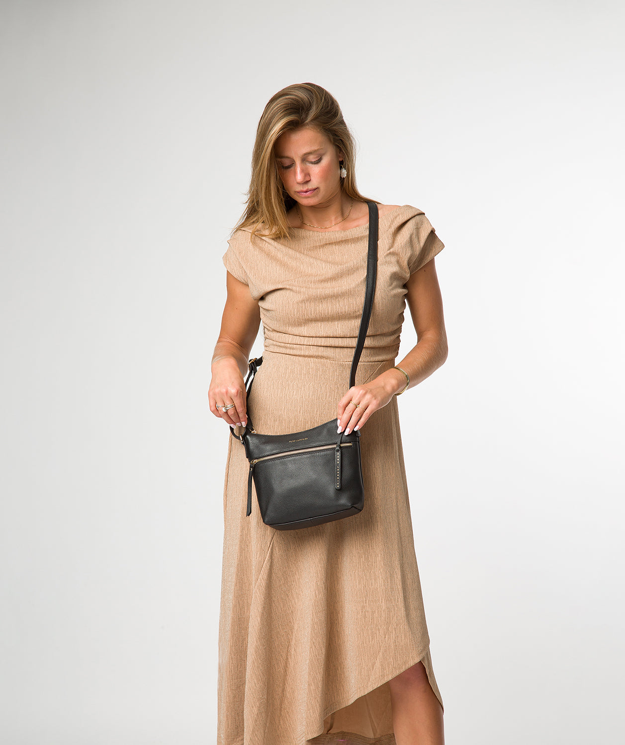 'Thorne' Black Leather Cross Body Bag