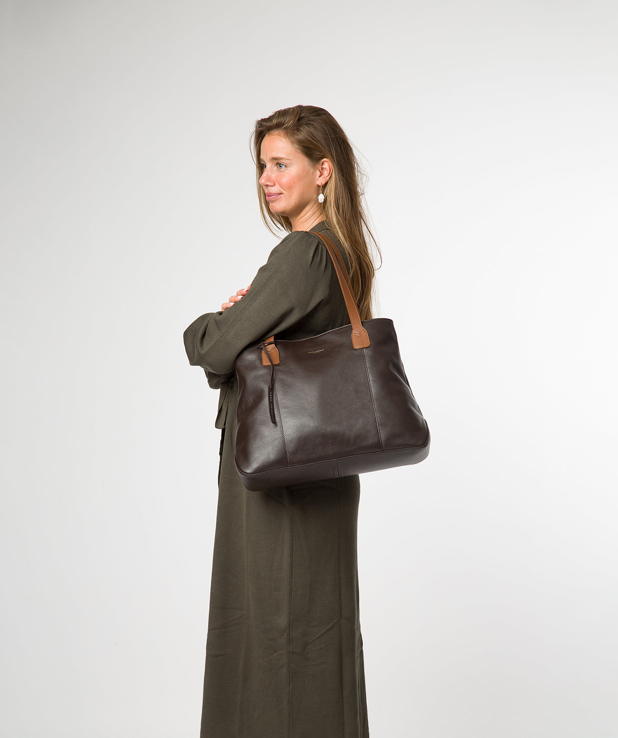 'Mochi' Espresso & Rich Tan Leather Tote Bag