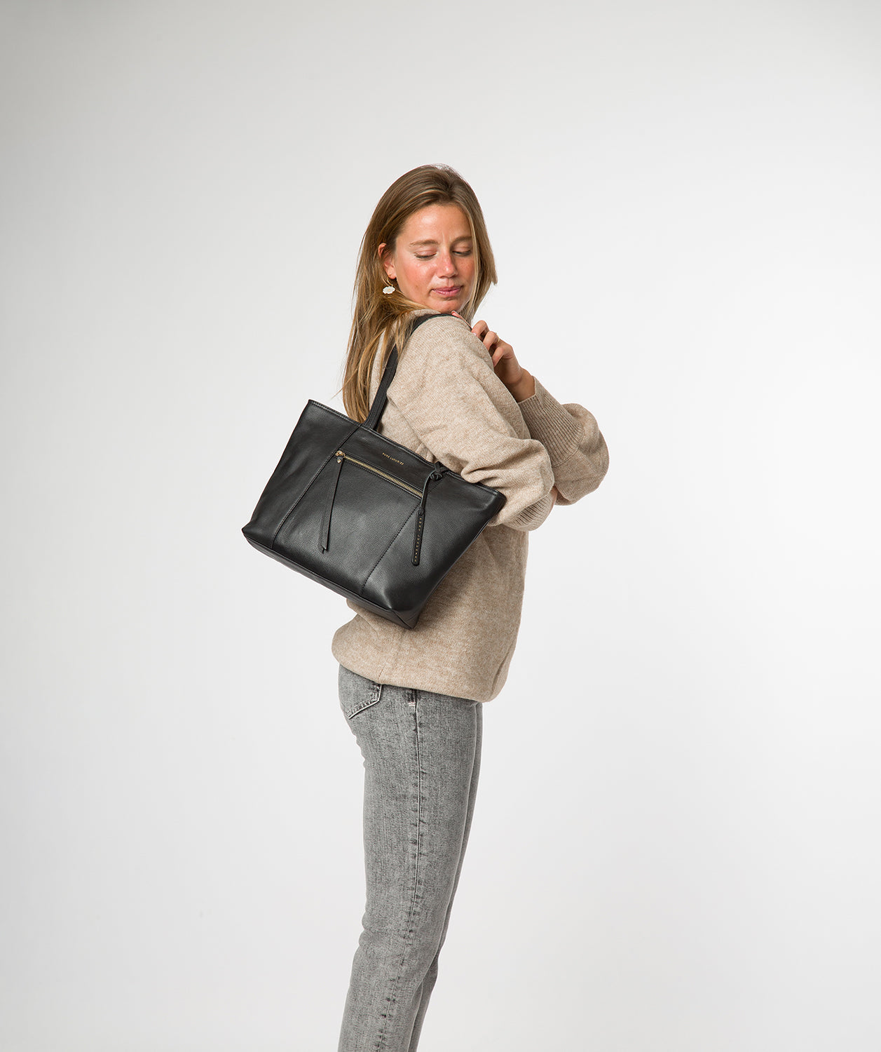 'Roxby' Black Leather Tote Bag