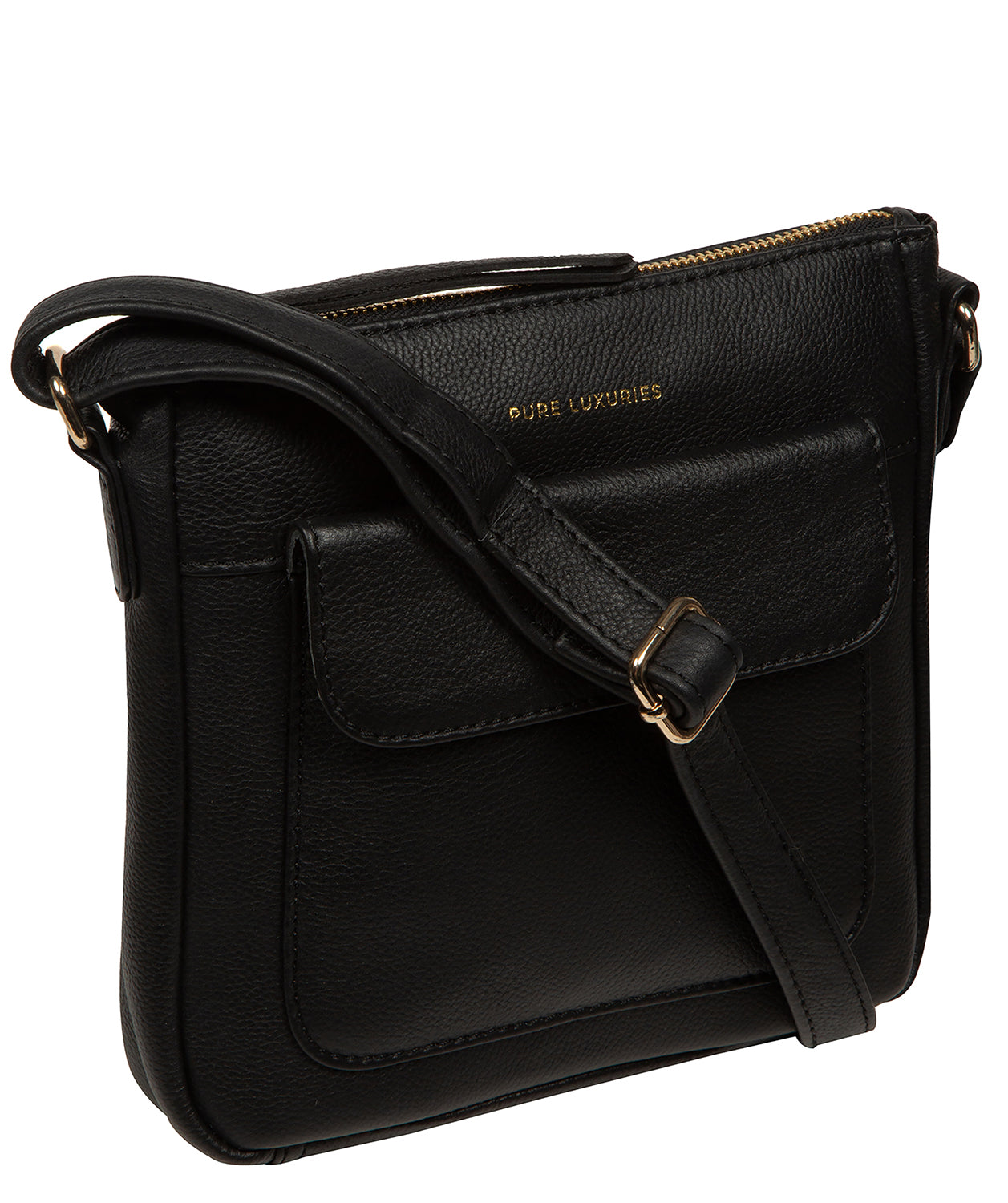 side profile showing structured silhouette and embossed logo