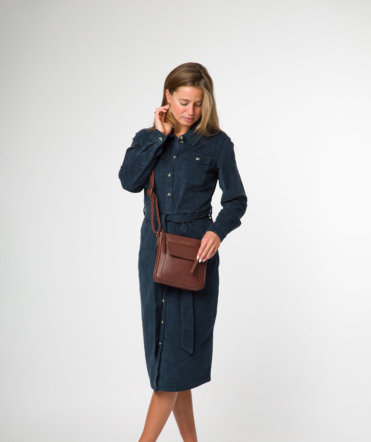 'Amberlyn' Chestnut Leather Cross Body Bag