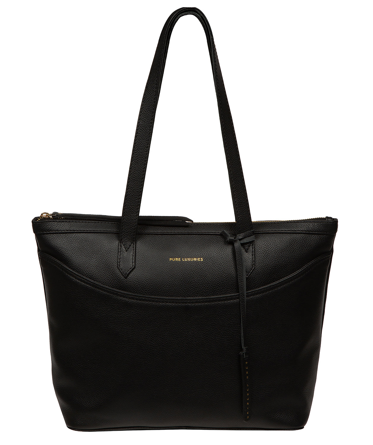 'Katya' Black Leather Tote Bag