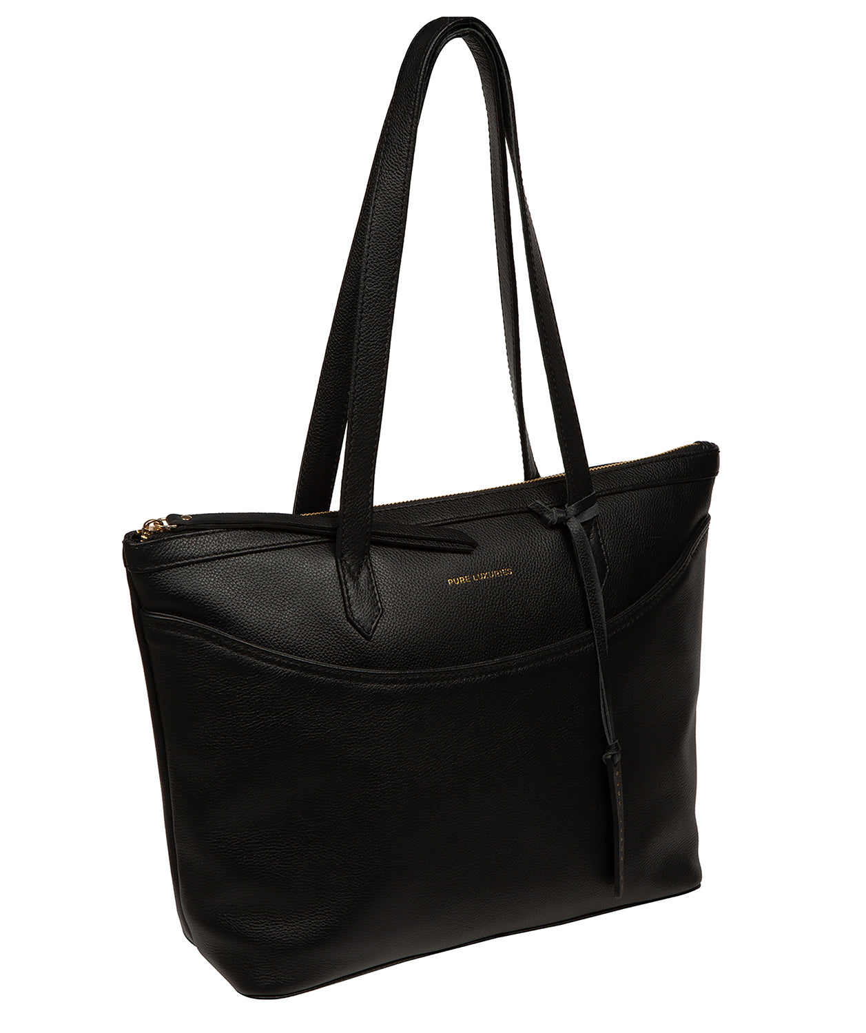 'Katya' Black Leather Tote Bag