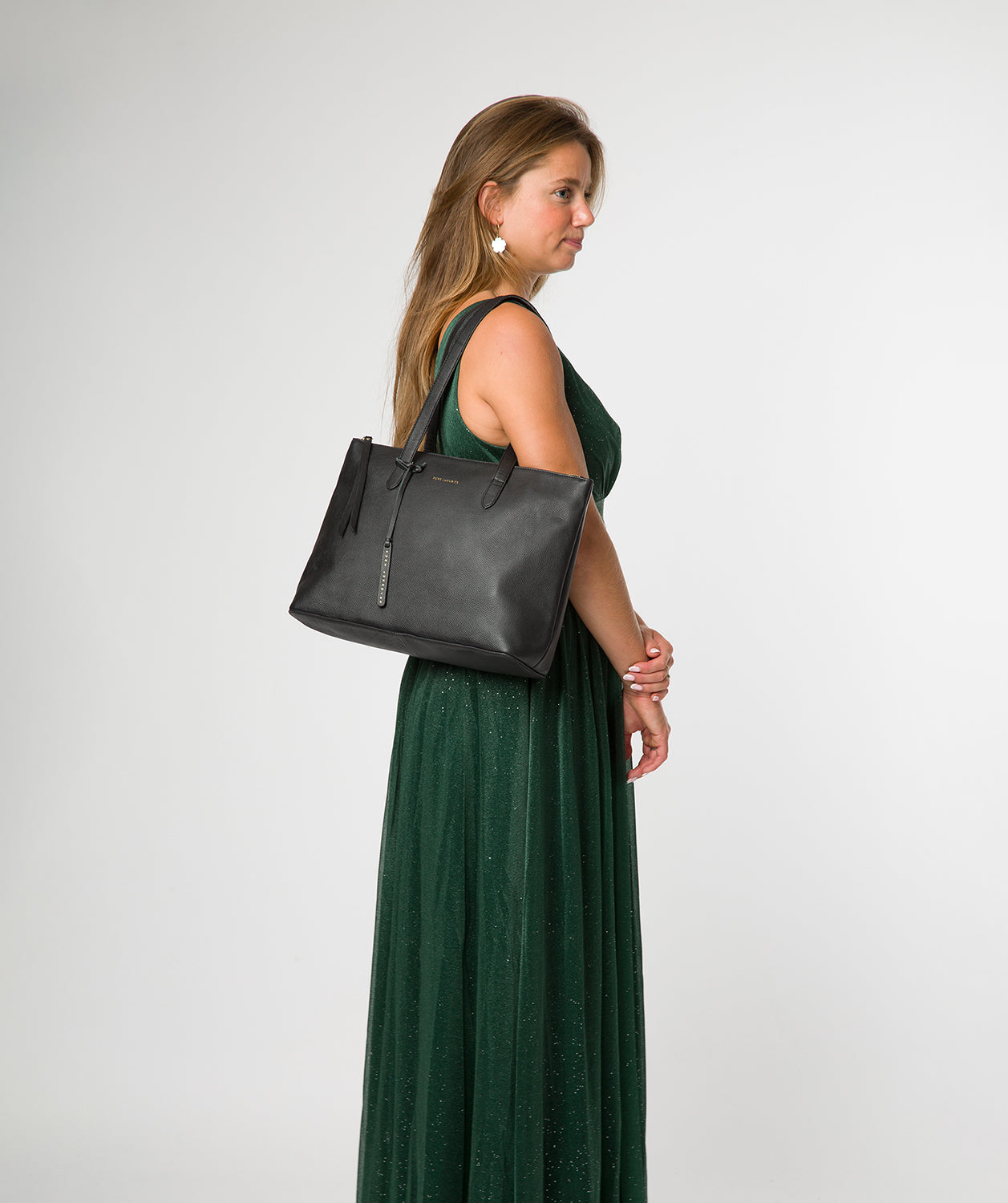 'Morden' Black Leather Tote Bag