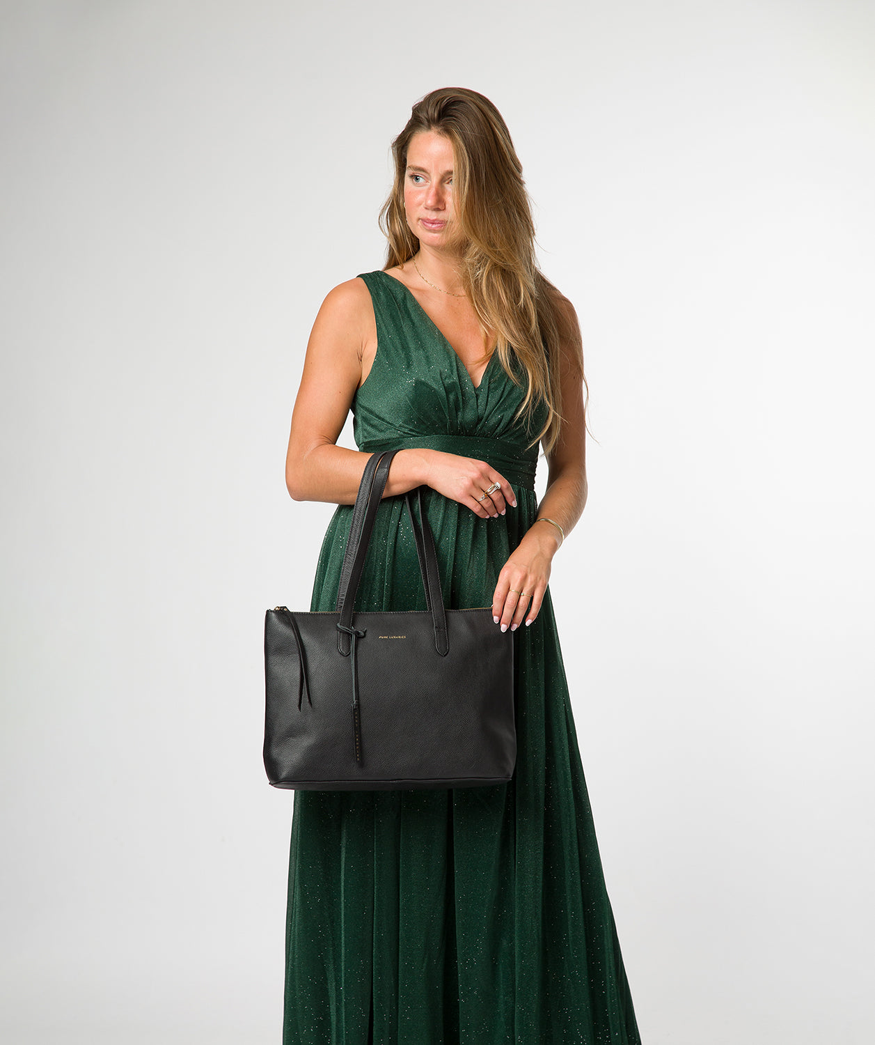 'Morden' Black Leather Tote Bag