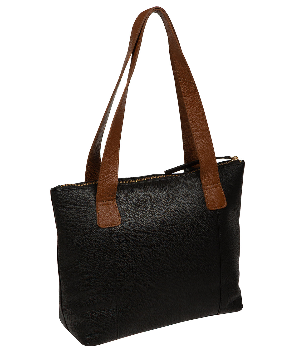 'Yondo' Black & Rich Tan Leather Tote Bag