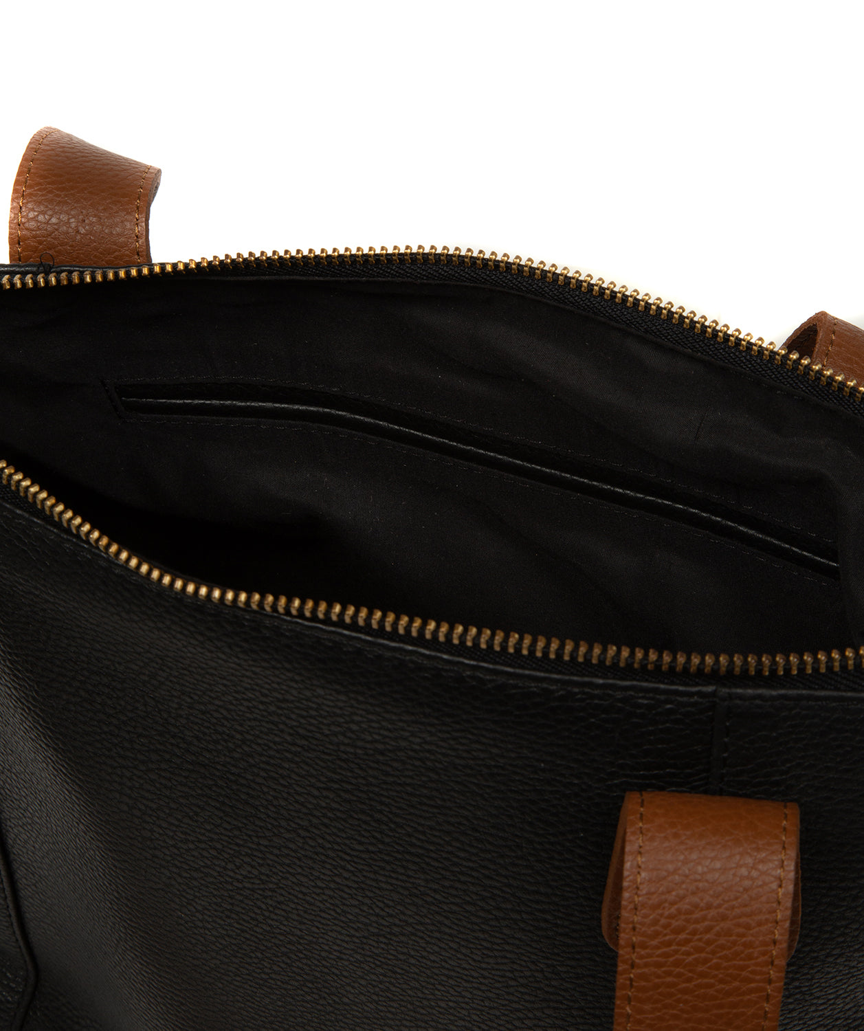 'Yondo' Black & Rich Tan Leather Tote Bag