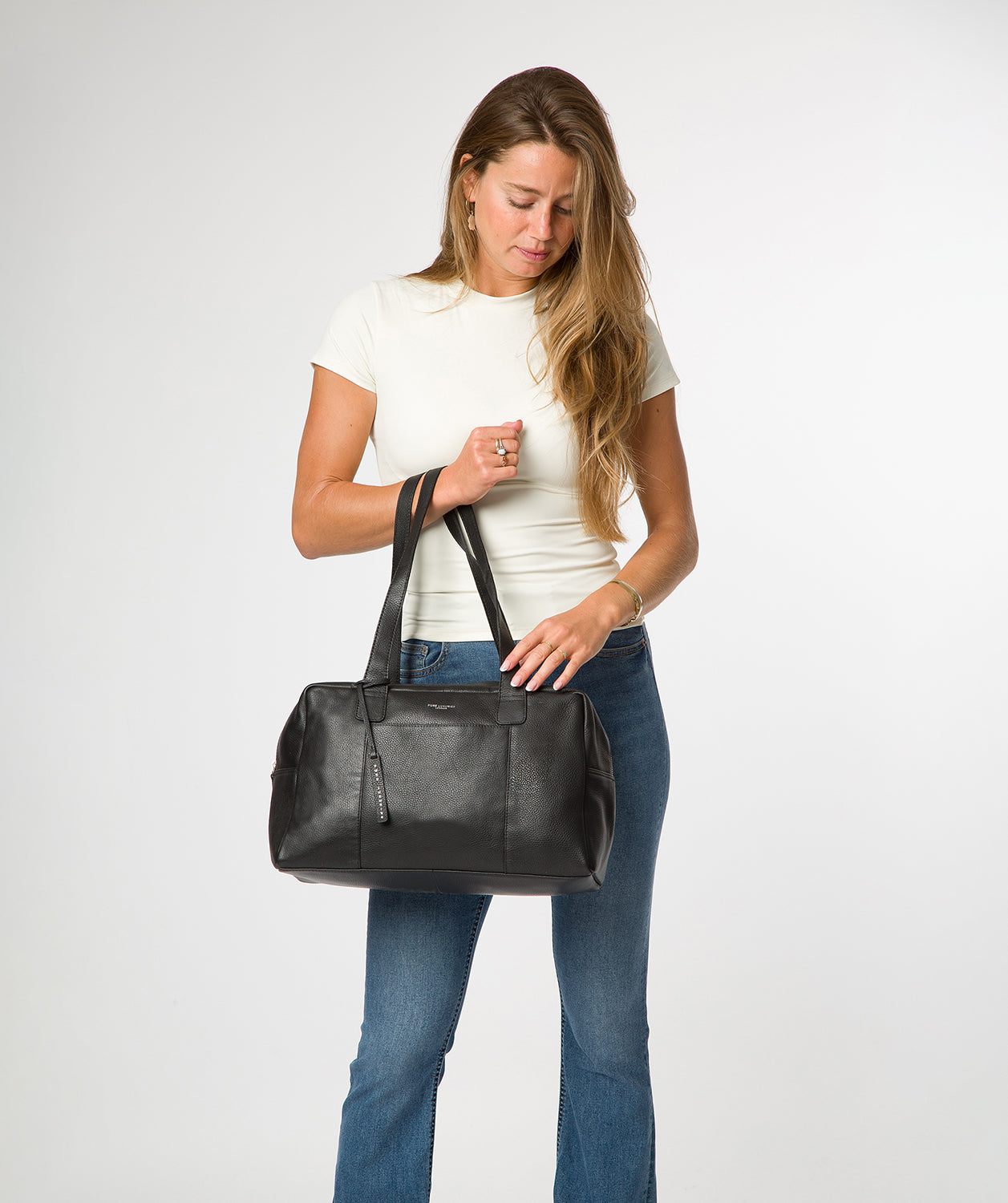 'Airgo' 'Free on Board' Black Leather Cabin Bag