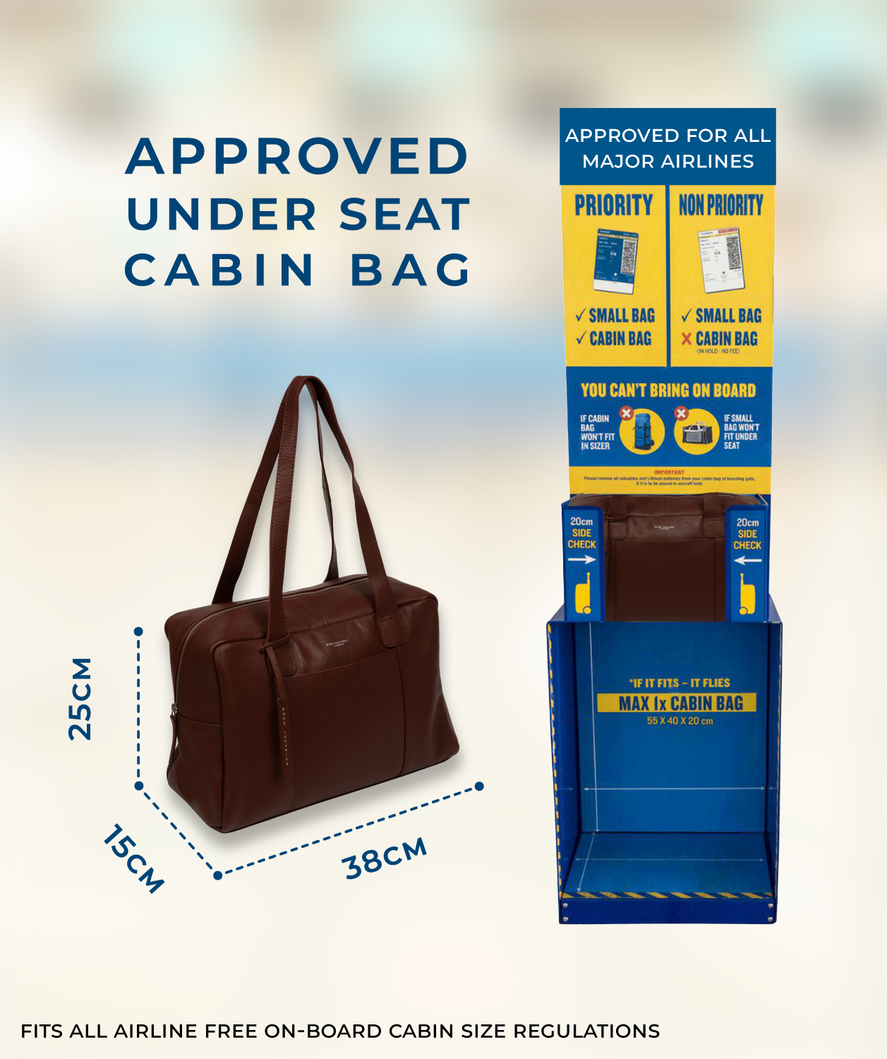 'Airgo' 'Free on Board' Chestnut Leather Cabin Bag