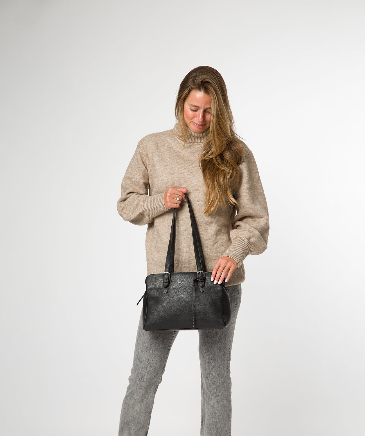 'Faya' Black Leather Handbag