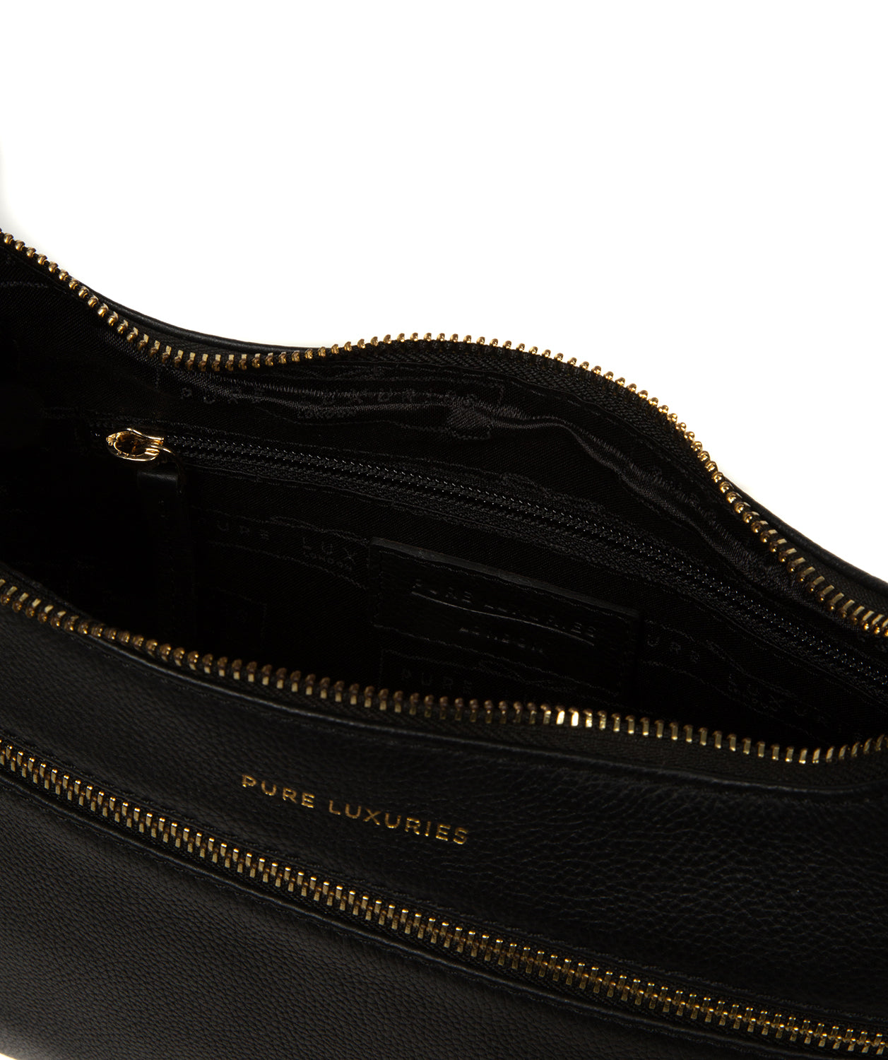 Adjustable leather shoulder strap with gold fittings