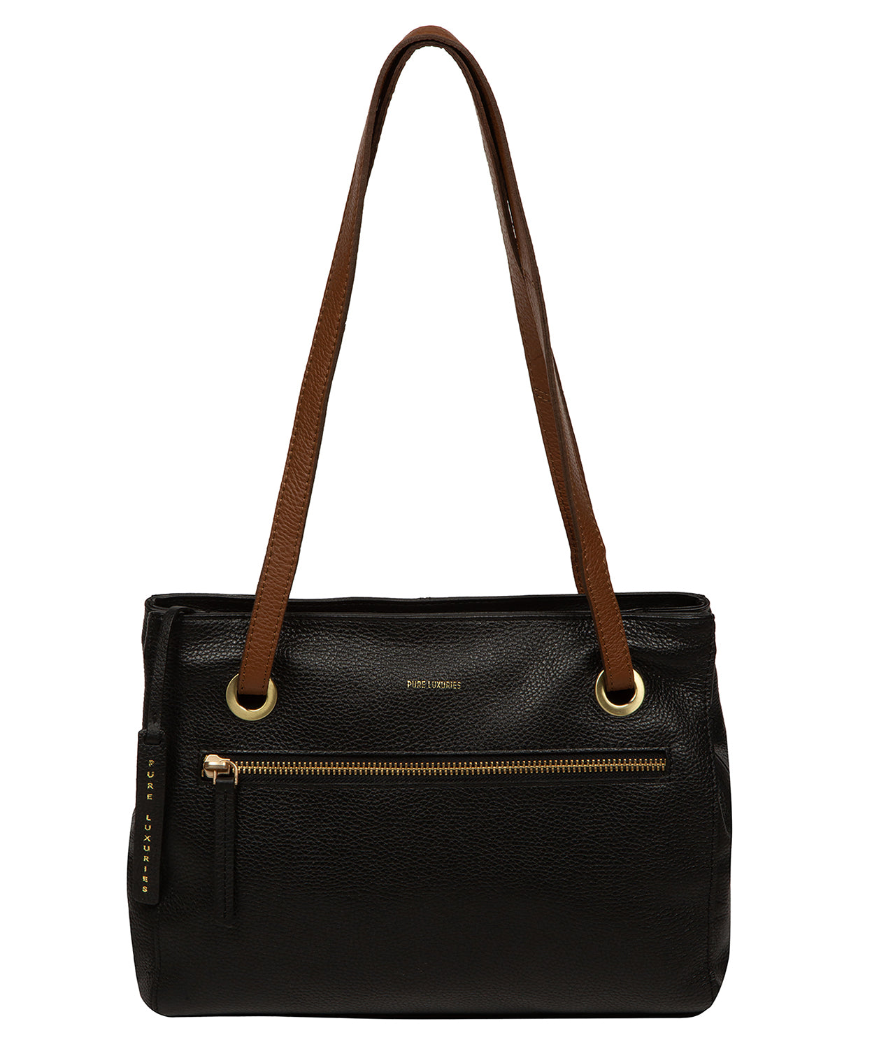 Noko handbag side profile showing pebble grain texture
