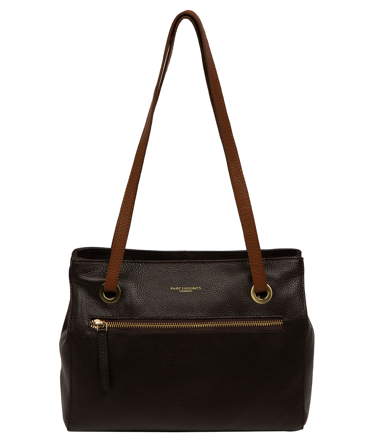 'Noko' Espresso & Rich Tan Leather Handbag