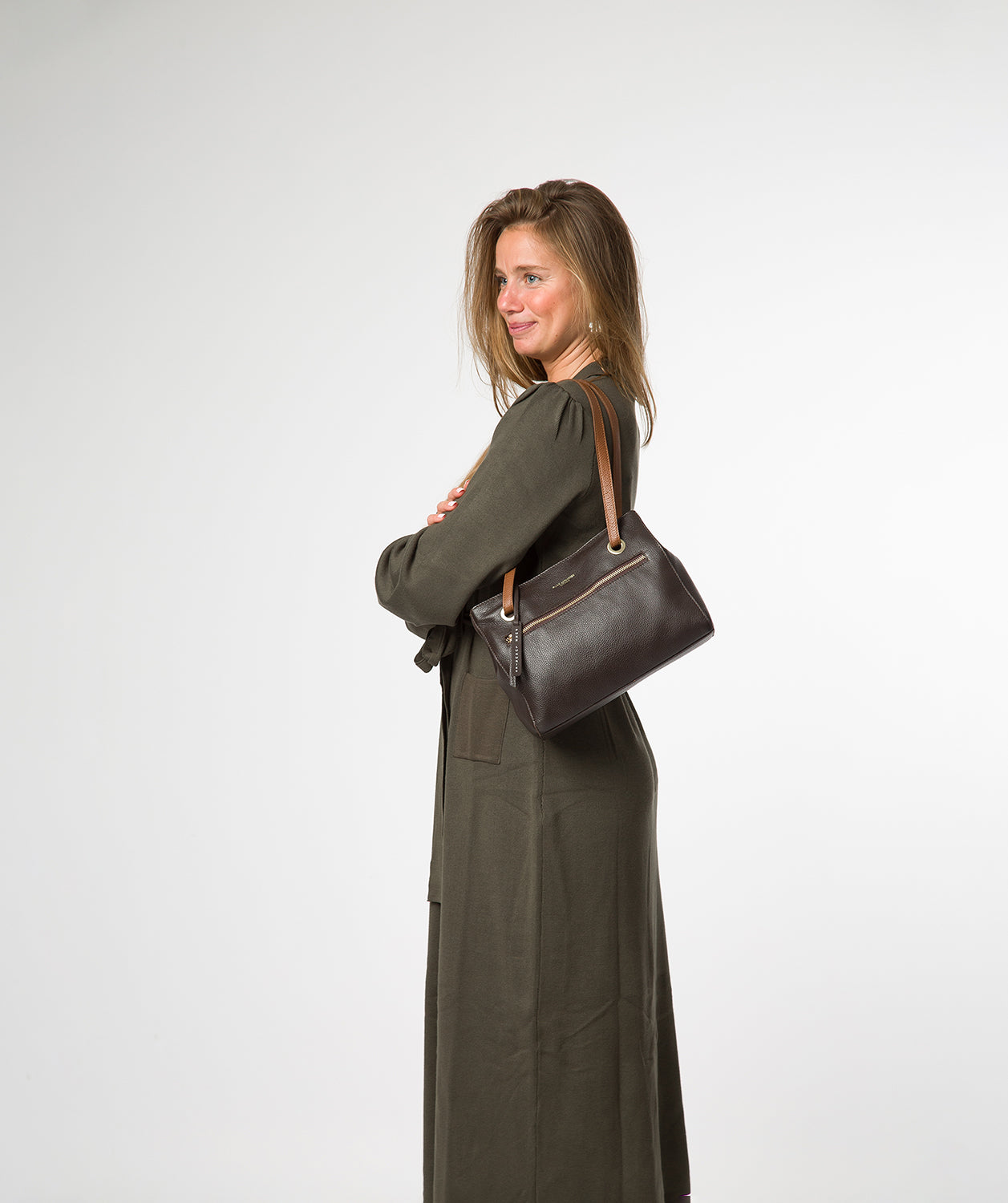 'Noko' Espresso & Rich Tan Leather Handbag
