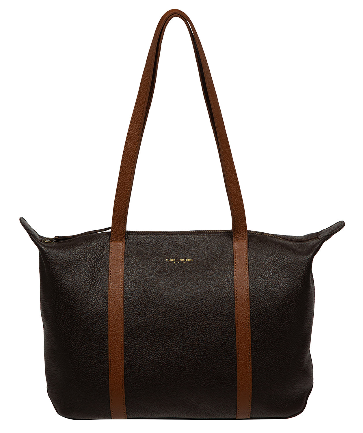 'Niva' Espresso & Rich Tan Leather Tote Bag